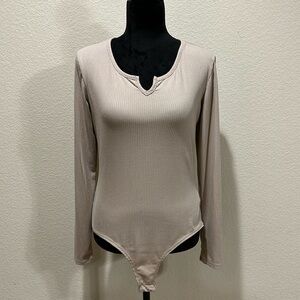 Tan Long Sleeve Bodysuit